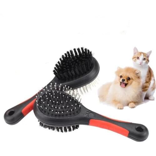 1pcs Pet Black Double Sides Bath Brush Dog Cat Comb Pet Faces Fur Grooming Tool for Long & Short Hair Dogs Puppy