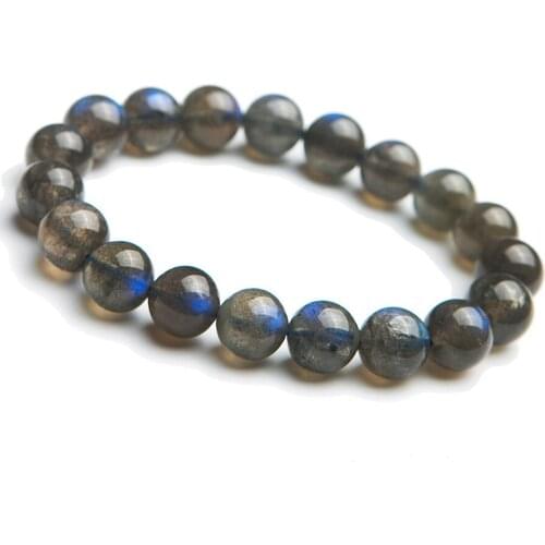 11mm Genuine Natural Labradorite Gemstone Bracelets For Women Men Strong Blue Lights Crystal Round Bead Bracelet AAAAA