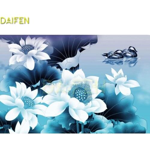 DIY Diamond painting lake Full Round Diamond mosaic Lotus seeds Full Square Diamond embroidery Cross stitch Lotus Mandarin Duck