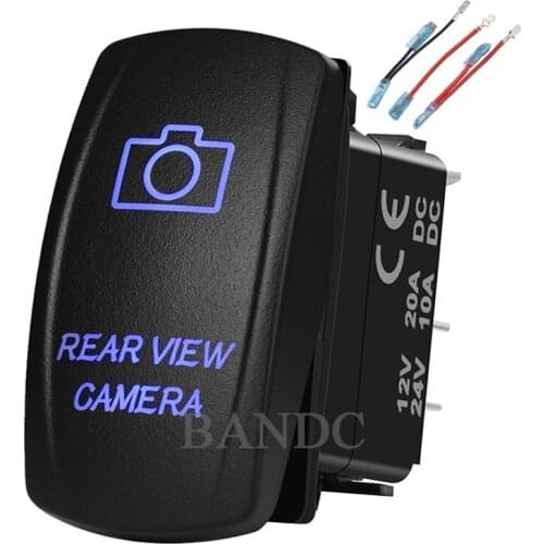 REAR VIEW CAMERA Rocker Switch，Laser-Etched 5P On-Off SPST Led Light Button for Car Boat ARB，Car Accessories，Jumper Wires