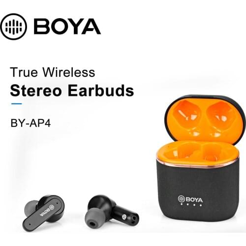BOYA BY-AP4 TWS Earbuds Bluetooth 5.0 True Wireless Stereo Earphone QI Charging Case 6H Playtime in-Ear Headset for Smartphone