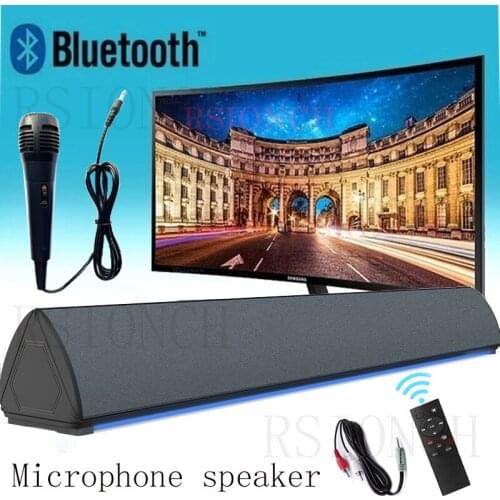 Microphone Speaker Wired Wireless Home Theater TV Sound Bar Column Powerful Bluetooth Soundbar for PC TV Karaoke Speakers Remote