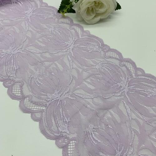 3y/lot Width 20cm Lilac Elastic Stretch Lace trim Skirt Hem Underwear Sewing Craft DIY Apparel Fabrics lace wholesales