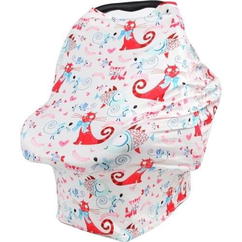 Stretchy Nursing Cover Baby Breastfeeding Scarf Car Seat Covers Boys and Girls Shower Gifts Multifunctional Cover Cartoon Print