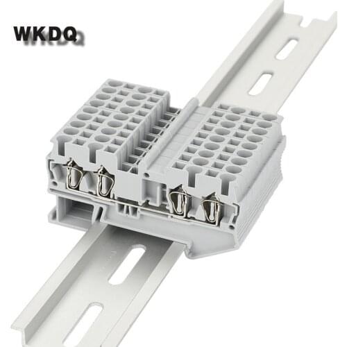 10pcs ST-2.5-QUATTRO Four Connections Spring-cage Quattro Spring Load Din Rail Terminal Block Connector