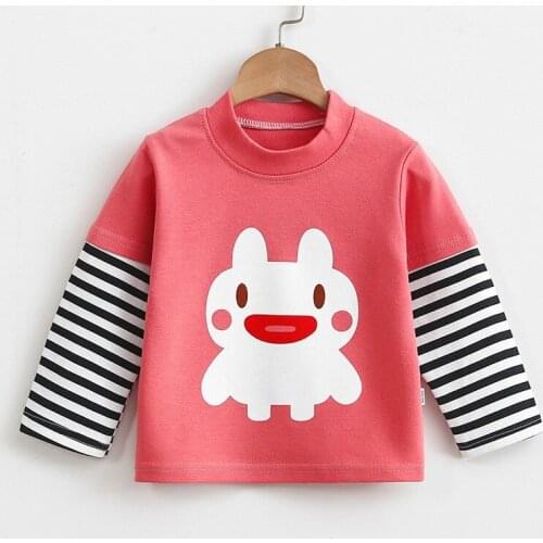 Boys And Girls Long Sleeve T-shirt Spring New Style Cartoon Tops Big Girl Fashion T Shirts Stripe Sleeve Autumn Clothes