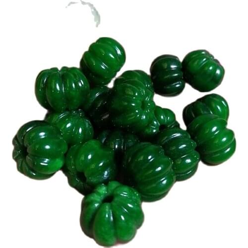 Emerald green jade pumpkin garden loose beads bead diy jade beads bracelet accessories