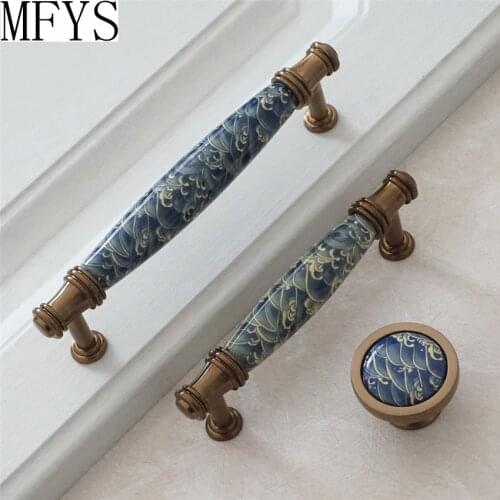 3.75'' 5'' Ceramic Drawer Pulls Knob Door Handles Kitchen Cabinet Pull Dresser Handles Cupboard Handle Furniture Hardware 96 128
