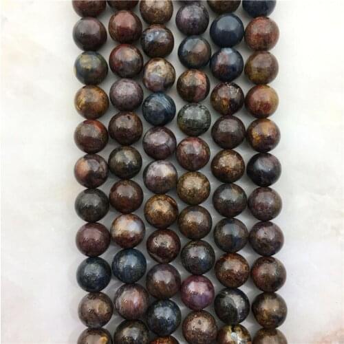 High Grade Natural Peter Stone Loose Beads Top Quality 4 6 8 mm Round Smooth Brown Pietersite Stone For Jewelry Making Bracelet