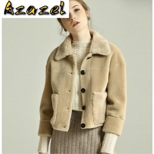 Real Fur Streetwear Wool Jacket Autumn Winter Coat Women Clothes 2020 Korean Vintage Suede Lining Sheep Shearling ZT3267