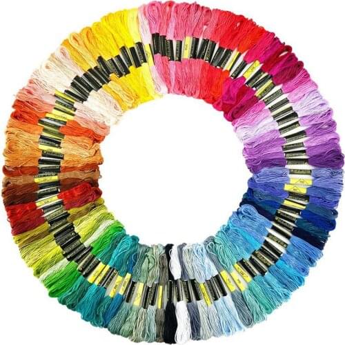 NHBR 100 Skeins Embroidery Thread Random Colors Cotton Embroidery Floss with 12 Pieces Floss Bobbins for Knitting Cross Stitch