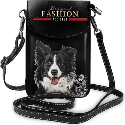 New Womens Bag Mini Letter Shoulder Bag Border Collie Dog Print Wild Fashion Small Mobile Phone Bag Personality Crossbody Purse