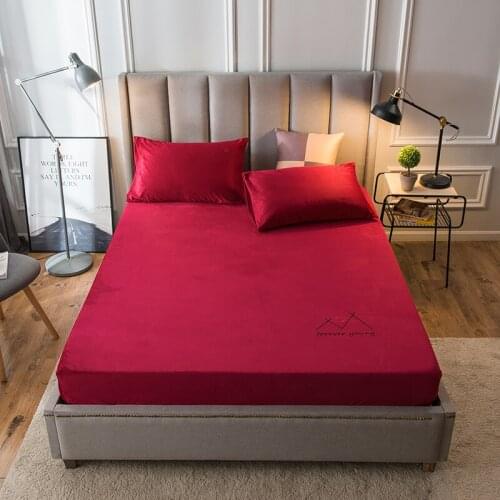 2019 new products Thickened warm crystal velvet Bed cover Fitted Sheet Pillowcases 2/3 Luxury Embroidery Pure color Bedding