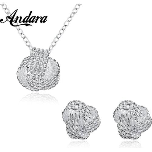 New 925 Silver Jewelry Set Silver Necklace Earring Set For Woman Charm Jewelry Gift