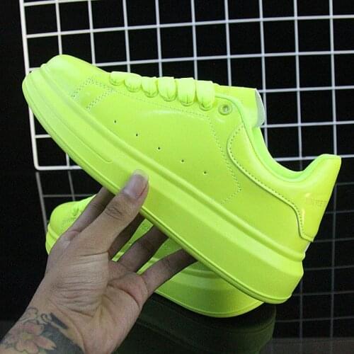Patent Leather New White Shoes Thick-soled Couple Heightening Shoes Spring Autumn Fashion Trend Board Shoes Students Sneakers 44