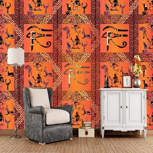 Papel de parede Egyptian hieroglyphs retro 3d wallpaper,living room tv wall bedroom wall papers home decor restaurant bar mural