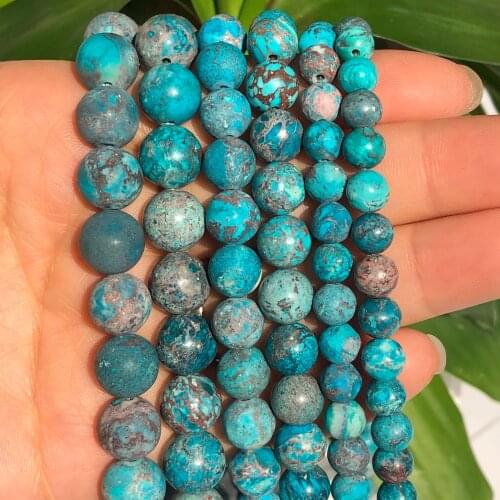 Lake Blue Sea Sediment Turquoises Imperial Jaspers Loose Spacer Beads For Jewelry Making Diy Bracelet Necklace 4 6 8 10mm 15Inch
