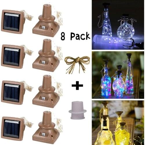 Solar Wine Bottle Light, 8Pack 20 LED Solar Cork Lights Copper Wire Wine Bottle Cork Lights DIY String Lights for Wedding light