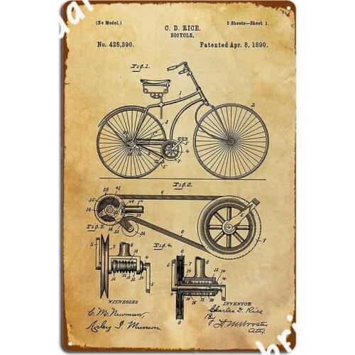 Bicycle Patent Poster Metal Plaque Club Home Vintage Club Bar Poster Tin Sign Poster