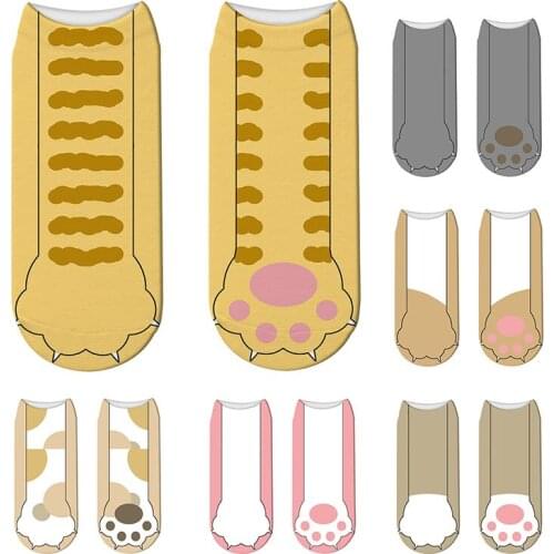 Spring Summer Women Cotton Short Socks Creative Design Funny 3D Paw Cute Cartoon Happy Girl Pink Kawaii Low Ankle Socks носки