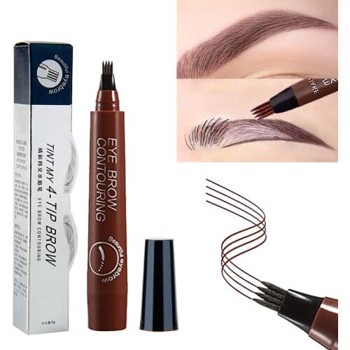 VISIBLE 4 Points Eyebrow Pencil Waterproof Tattoo Pen Cosmetics Long-Lasting Natural Dark Brown Liquid Eye Brow Pen