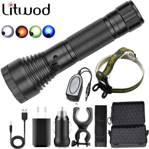 High quality 4 Colors LED Flashlight Usb Rechargeable Torch 18650 Battery Aluminum Alloy Lantern for Camping Hunting Lantern