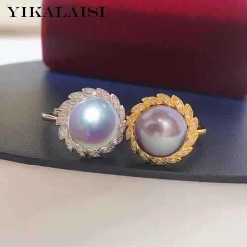 YIKALAISI 925 Sterling Silver Rings Jewelry For Women 11-12mm Oblate Natural Freshwater Pearl Rings 2021 Fine New Wholesales