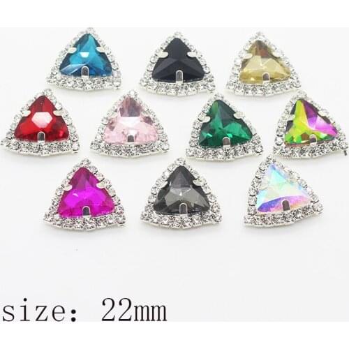 YWXINXI New 10 pieces 22mm triangle Diy jewelry accessories rhinestone shiny wedding party holiday decoration