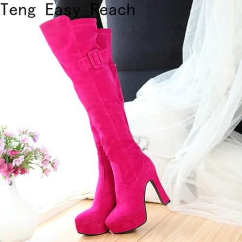 LVABC 2019 Fashion Women Boots Women Over Knee High Boots Platform Square Heel All Match Winter Boots Women Shoes Boots Size 8 9