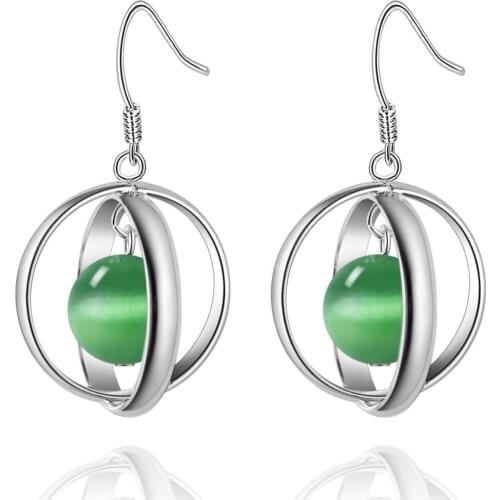 Two circle green zircon high quality Silver Earrings for women fashion jewelry earrings /JGYQOXCK PRZQEEGE