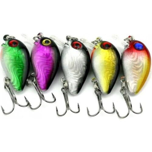 1PCS Mini Fat Crank Fishing Lure 1.5g 30mmHighly Simulated Rock Fishing Hard Bait Lures Swimming Depth 0.1~0.3M 10# Hook