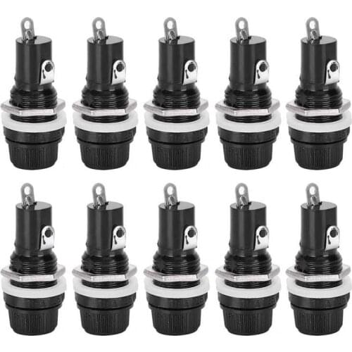 10pcs Panel Mount Screw Fuse Holder Case for Radio Glass Tube Fuses 5 x 20mm Panel Mount Fuse Holder
