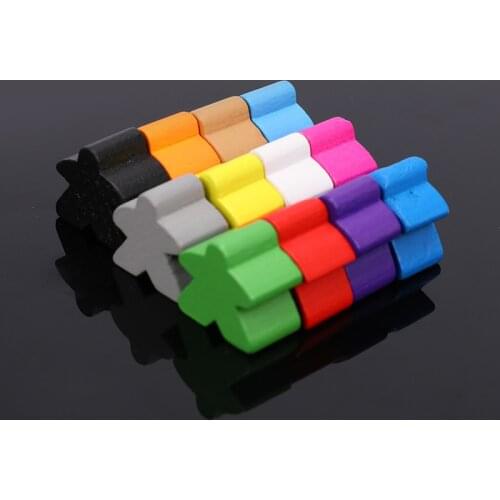 12 Colors Standard Size For Board Game Accessories 12PCS Wooden Humanoid Pawn Chess Pieces