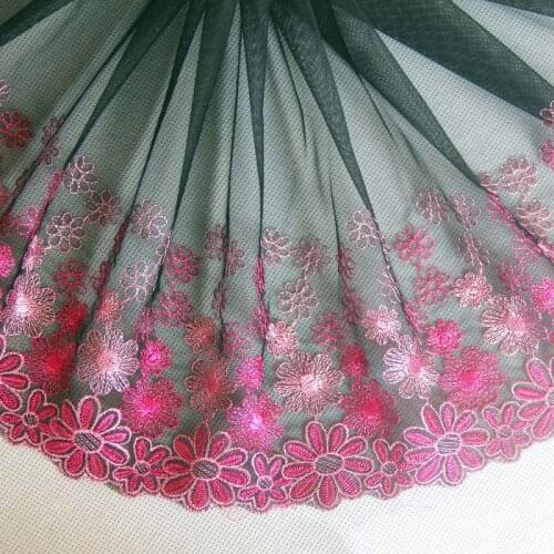 20Yards Embroidered Flower Lace Trimming Cotton Mesh Tulle Black Net Laces Fabric Trim Applique for Sewing Accessories New