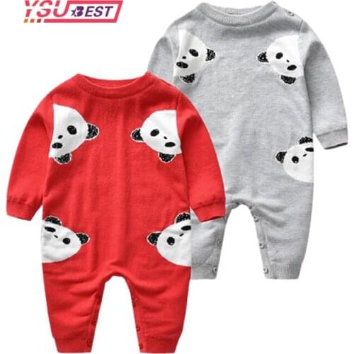 2021 Baby Knit Romper Newborn Knitted Baby Clothes Autumn Winter Cartoon Panda Baby Girl Romper Cotton Baby Jumpsuit Boy Romper
