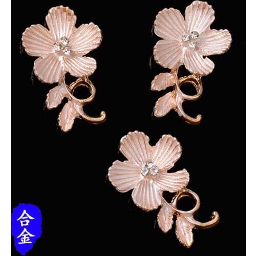 50pcs 18*28MM Gold color Alloy Enamel Flower Charm Crystal Flower Charm For DIY Cloth/Wedding Handmade Women Jewelry Accessories