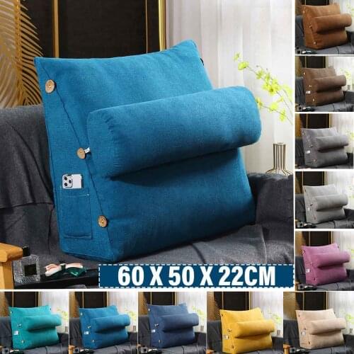 60cm Stereo Couch Bed Triangular Backrest Pillow Waist Cushion Washable Sofa Rest Household Bedroom Bedding Flocking