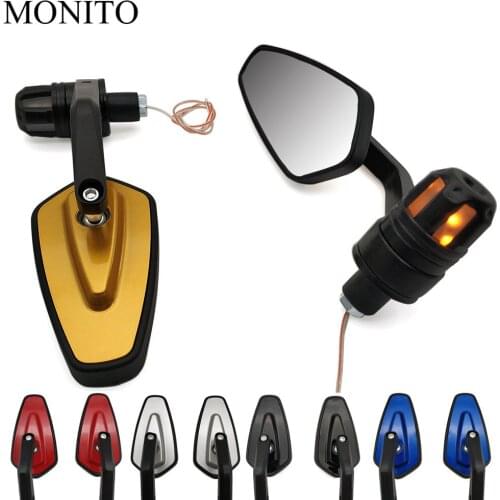 7/8 22mm Motorcycle Side Mirror LED Handle Bar End Mirrors Turn Signal For Honda Hornet 250 CB 600F CBF600 CBR600F CB919 VTX1300