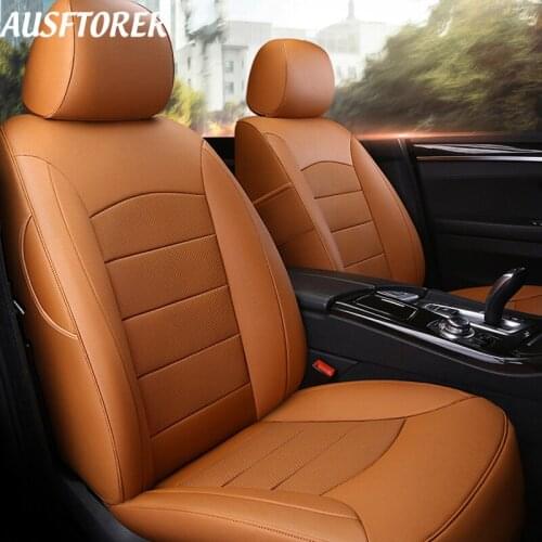 AUSFTORER Genuine Leather Car Seat Covers for Volkswagen (VW) Golf 4 5 6 7 Automobiles Seat Cover for Seats Cushion Accessories