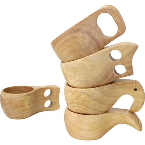 European Style Wooden Mug Handmade Traditional Elegant Design Milk Cup for Camping Ornaments