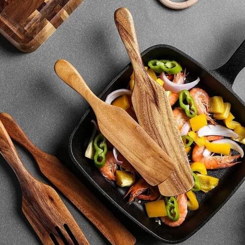 Wooden Spurtle Non-Stick Kitchen Utensil Set with Slotted Spurtle Spatula Sets for Serving and Cooking Set of 7