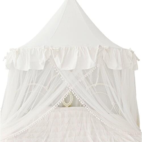 Princess style baby crib mosquito net ins Childrens Room decor fordable hanging curtain household girl 1m5 1m8 white