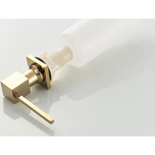 Kitchen Wash Basin Accessories Shampoo Dispenser Set Gold Brass Luquid Soap Dispenser 350ml Sink with Detergent Bottle Pressing