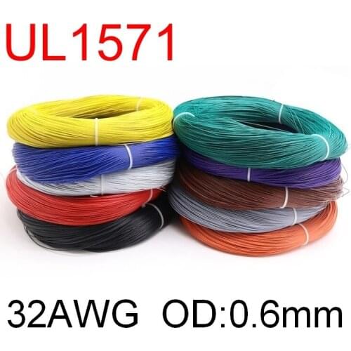 5M OD 0.6mm UL1571 32AWG PVC Electronic Wire Flexible Cable Insulated Tin-plated Copper Environmental LED Line DIY Cord 1 meter
