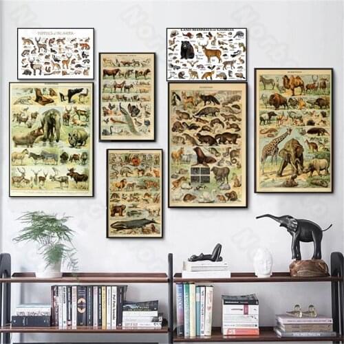 Canvas Painting Poster and Print Various Animals Stickers Dog Elephant Giraffe Lion for Nursery Rooms Living Room Wall Decoratio
