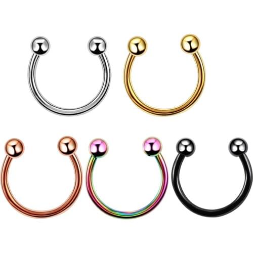2/10Pcs Steel Horseshoe Nose Ring Hoop Septum Piercing Screw Thread Barbell for Ear Cartilage Helix Piercing Body Jewelry Tragus