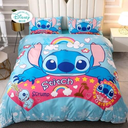 Disney Lilo & Stitch Baby Bedroom Decorative Bedding Set Cartoon Duvet Quilt Cover Pillowcase Sheet Full-Size Home Textile