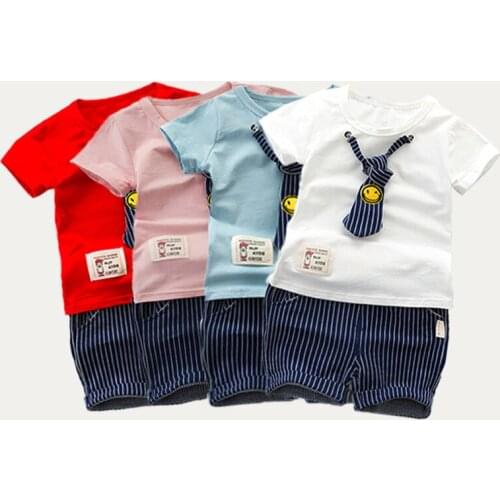 Summer Boys Suits 2018 Summer Baby Boy Clothes Set 1-3 Years Infant Tops T-shirt Shorts Plaid Pants Kids Children Clothing Sets