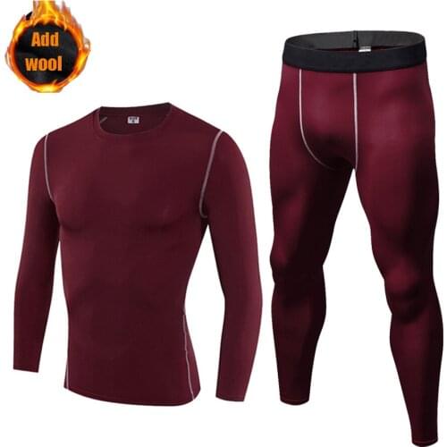Mens Compression Sportswear Sport Suit Autumn Winter Warm Tracksuit Men 2 Piece Rashguard Mens Thermal Baselayer Compression