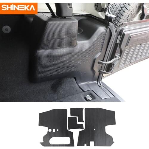 SHINEKA Carbon Fiber Stickers For Jeep Sahara 4 Doors Car Rear Trunk Anti-scratch Decoration Stickers For Jeep Wrangler JL 2018
